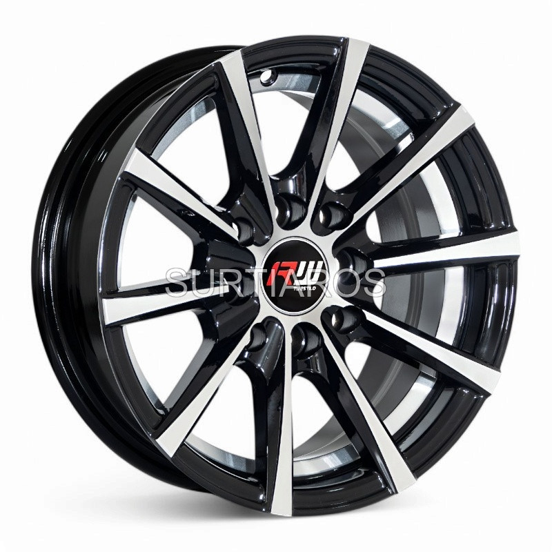 Aro 13x5.5" 8x100/114.3 ET15 CB73.1 Negro Maquinado con Detalle