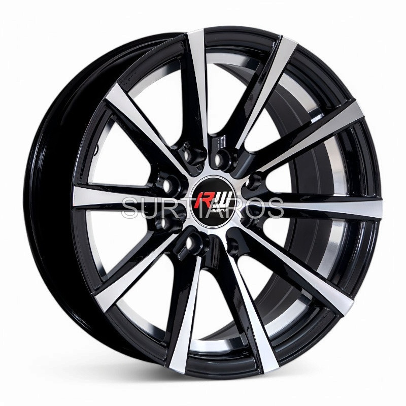 Aro 14x6.5" 8x100/114.3 ET10 CB73.1 Negro Maquinado con Detalle