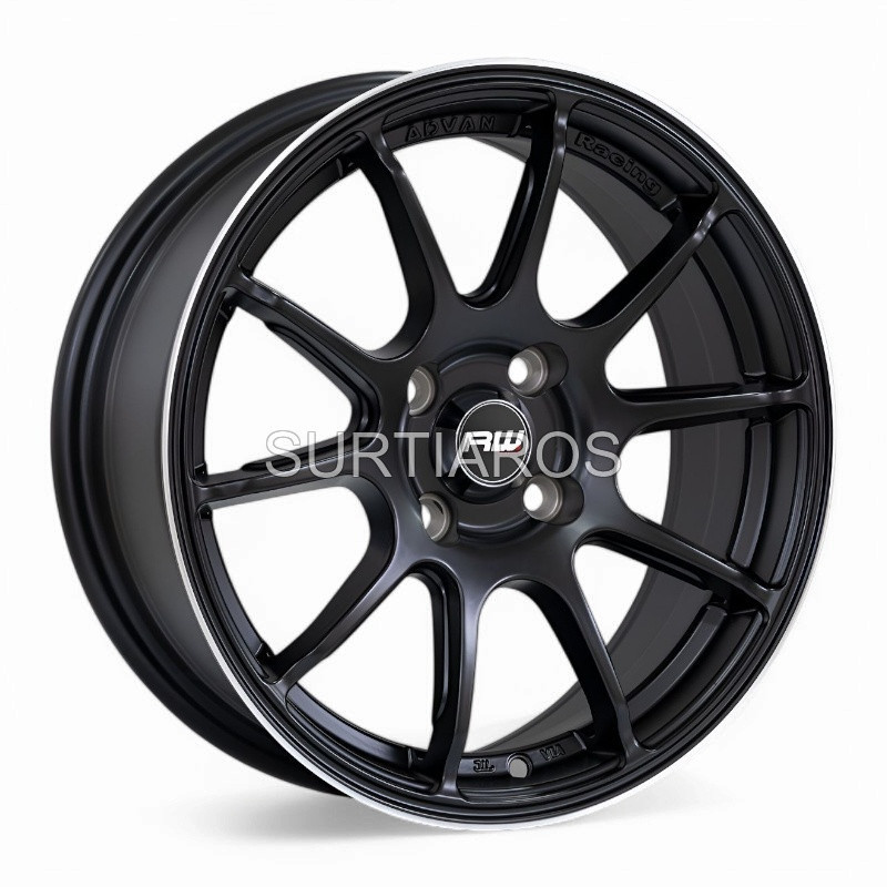 Aro 15x7" 4x100 ET35 CB73.1 Negro Mate con Línea Pulida