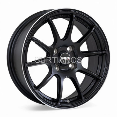 Aro 15x7" 4x100 ET35 CB73.1 Negro Mate con Línea Pulida