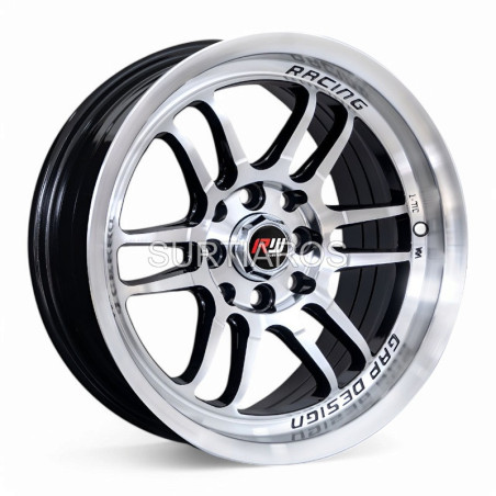 Aro 15x7.5" 8x100/114.3 ET30 CB73.1 Negro Maquinado con Labio Pulido