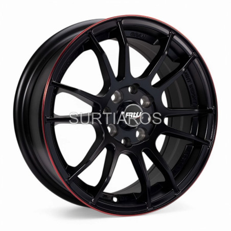 Aro 15x6.5" 8x100/114.3 ET35 CB73.1 Negro Mate con Línea Roja