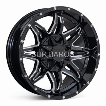 Aro 20x9" 12x135/139.7 ET-12 CB110.5 Negro Fresado