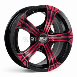 Aro 15x6.5" 5x114.3 ET35 CB73.1 Negro Maquinado con Detalle Rojo