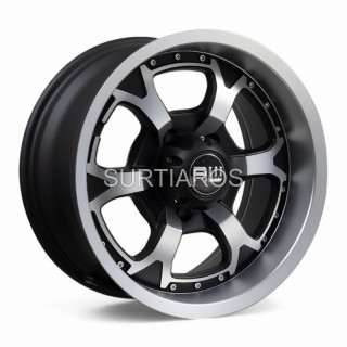 Aro 16x8" 5x127 ET-20 CB84 Negro Mate Maquinado con Labio Pulido y Remaches