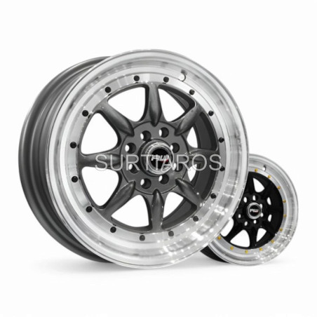 Aro 16x7" 8x100/114.3 ET30 CB73.1 Gris Oscuro con Labio Pulido y Remaches