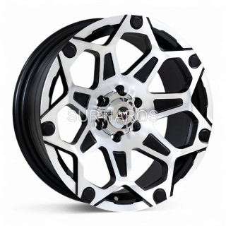 Aro 17x8" 6x114.3 ET-5 CB66.1 Negro Mate Maquinado con Remaches