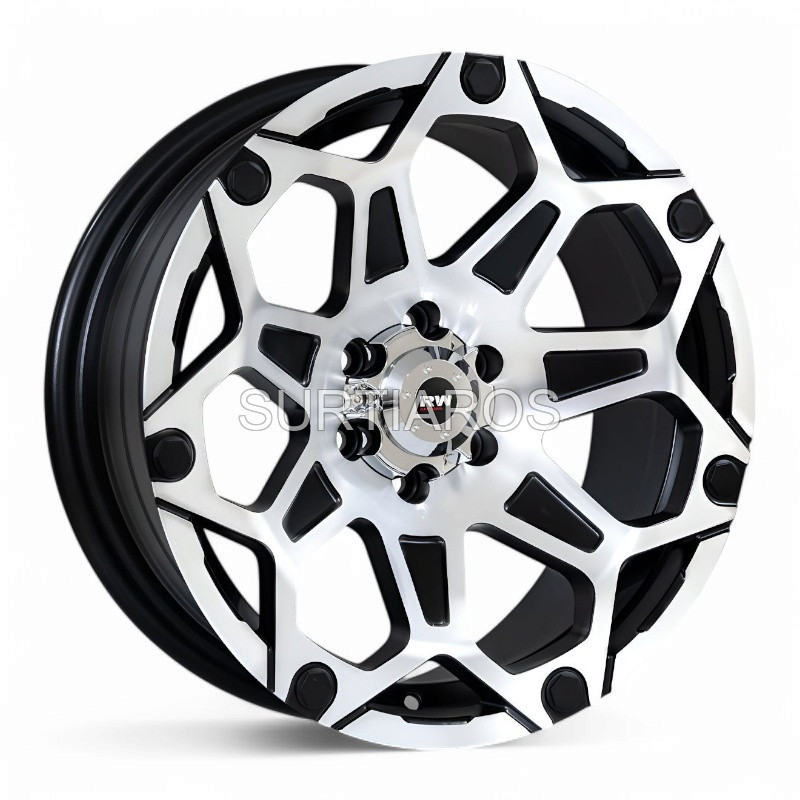 Aro 17x8" 6x114.3 ET-5 CB66.1 Negro Mate Maquinado con Remaches
