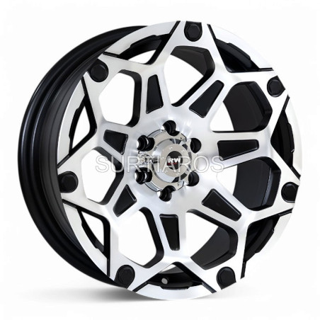 Aro 17x8" 6x114.3 ET-5 CB66.1 Negro Mate Maquinado con Remaches