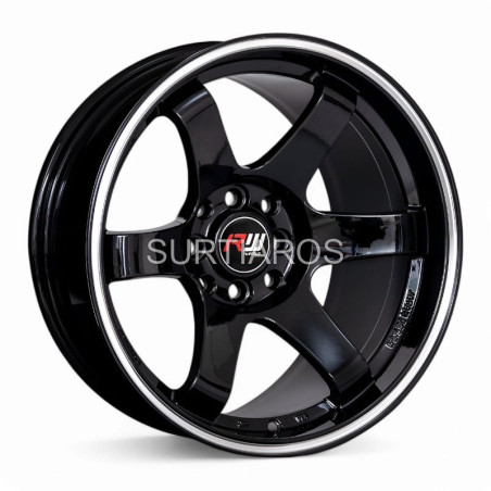 Aro 16x9" 8x100/114.3 ET5 CB73.1 Negro con Línea Pulida