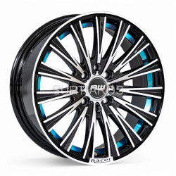 Aro 15x6.5" 8x100/114.3 ET35 CB73.1 Negro Maquinado con Detalle Azul