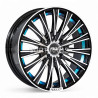 Aro 15x6.5" 8x100/114.3 ET35 CB73.1 Negro Maquinado con Detalle Azul