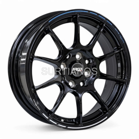Aro 15x7" 8x100/114.3 ET35 CB73.1 Negro con Línea Azul y Blanca
