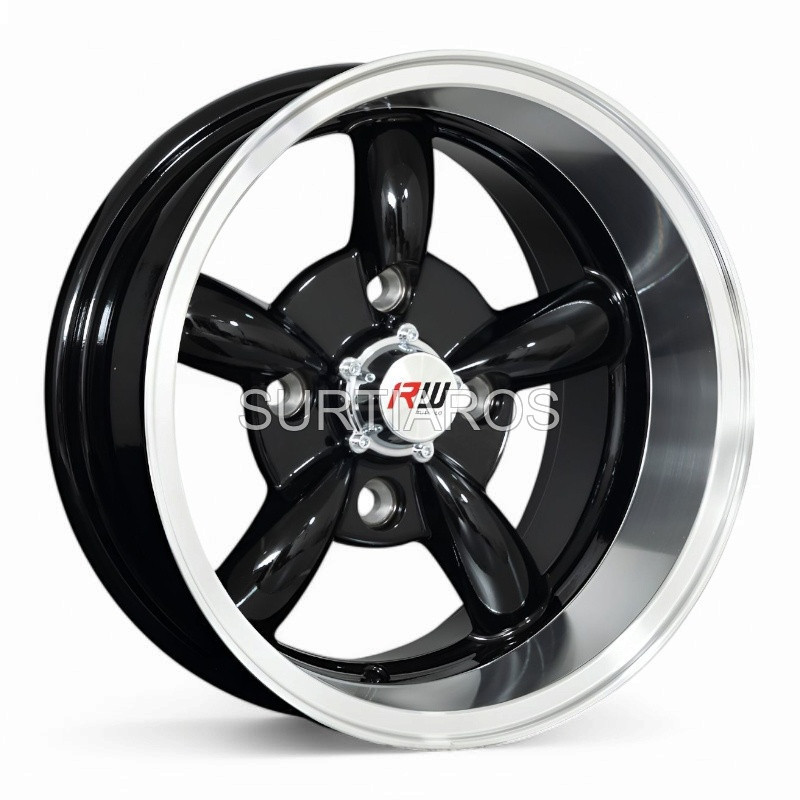 Aro 13x7" 4x114.3 ET-7 CB73.1 Negro con Labio Pulido