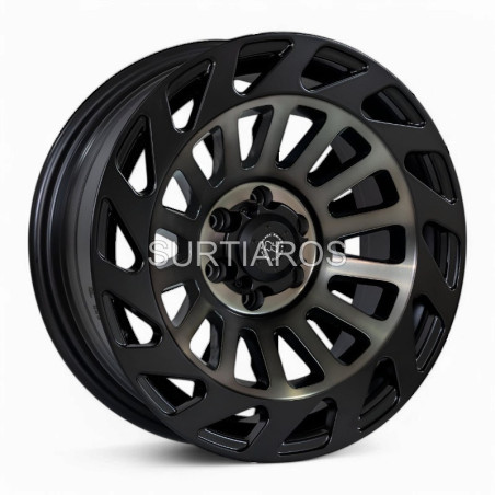 Aro 17x9" 6x114.3 ET0 CB66.1 Negro Mate con Aro y Centro Gris Oscuro