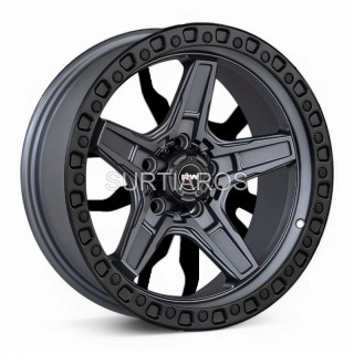 Aro 17x9" 5x114.3 ET0 CB73.1 Negro Mate con Aro y Centro Gris Oscuro