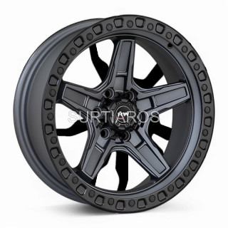 Aro 17x9" 6x114.3 ET0 CB66.1 Negro Mate con Aro y Centro Gris Oscuro