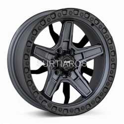 Aro 17x9" 6x114.3 ET0 CB66.1 Negro Mate con Aro y Centro Gris Oscuro