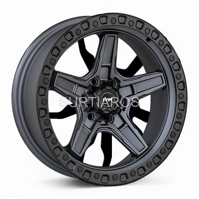 Aro 16x8" 6x114.3 ET0 CB66.1 Negro Mate y Gris Oscuro