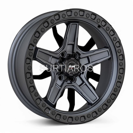 Aro 16x8" 6x114.3 ET0 CB66.1 Negro Mate y Gris Oscuro