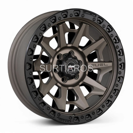 Aro 17x9" 6x114.3 ET0 CB66.1 Negro Mate con Aro y Centro Bronce