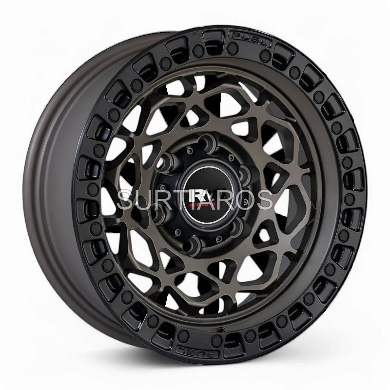 Aro 16x8" 6x139.7 ET0 CB110.5 Negro Mate y Bronce con Remaches
