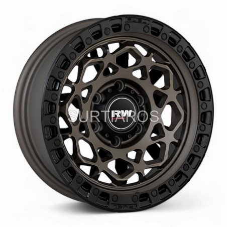 Aro 17x9" 6x139.7 ET0 CB110.5 Negro Mate con Aro y Bronce