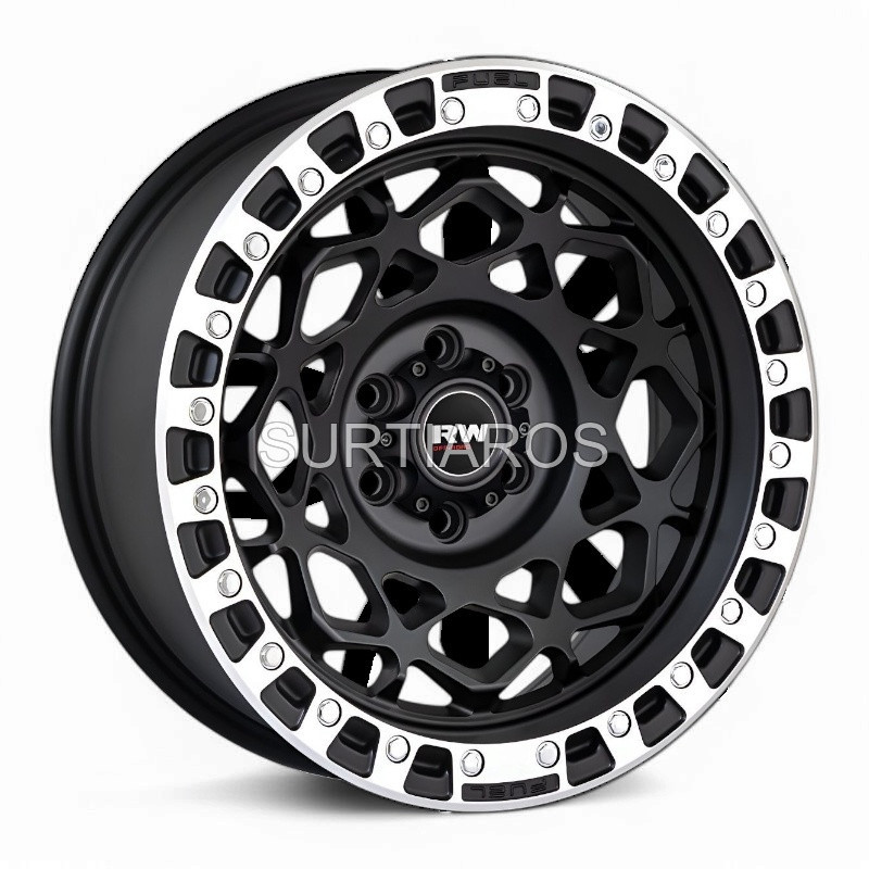 Aro 17x9" 6x114.3 ET0 CB66.1 Negro Mate con Labio Pulido y Remaches
