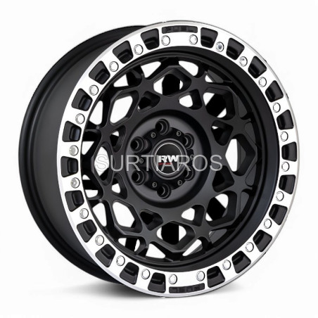 Aro 17x9" 6x114.3 ET0 CB66.1 Negro Mate con Labio Pulido y Remaches