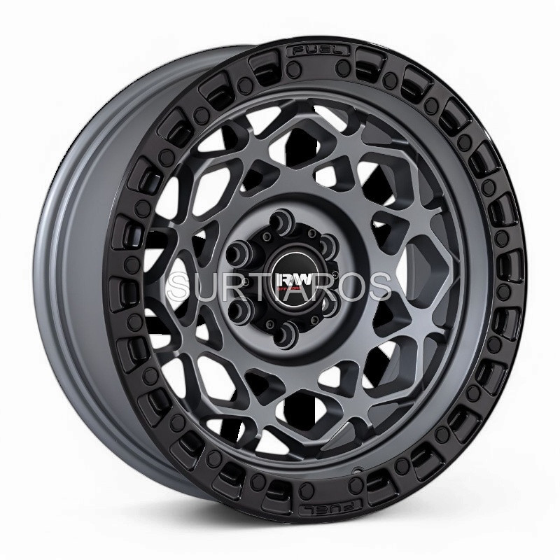 Aro 17x9" 6x114.3 ET0 CB66.1 Negro Mate con Aro y Centro Gris Oscuro