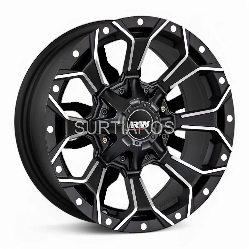 Aro 16x8" 6x114.3 ET10 CB66.1 Negro Maquinado con Tapa Grande