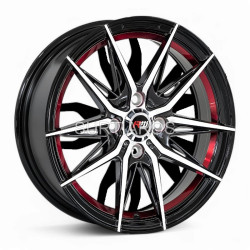 Aro 15x7" 4x100 ET35 CB73.1 Negro Maquinado con Detalle Rojo