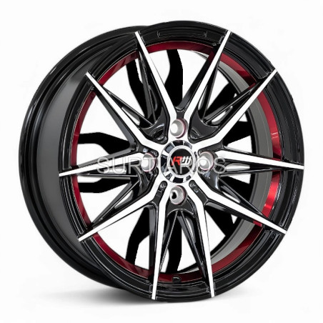 Aro 15x7" 4x100 ET35 CB73.1 Negro Maquinado con Detalle Rojo