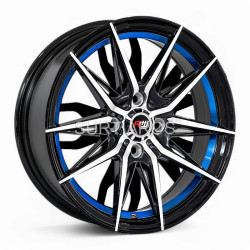 Aro 15x7" 4x100 ET35 CB73.1 Negro Maquinado con Detalle Azul