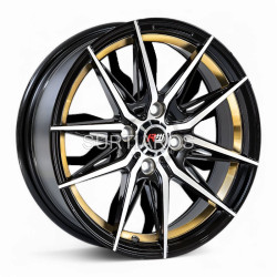 Aro 15x7" 4x100 ET35 CB73.1 Negro Maquinado con Detalle Dorado