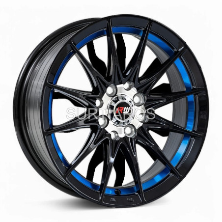 Aro 15x7" 8x100/114.3 ET35 CB73.1 Negro con Detalle Azul