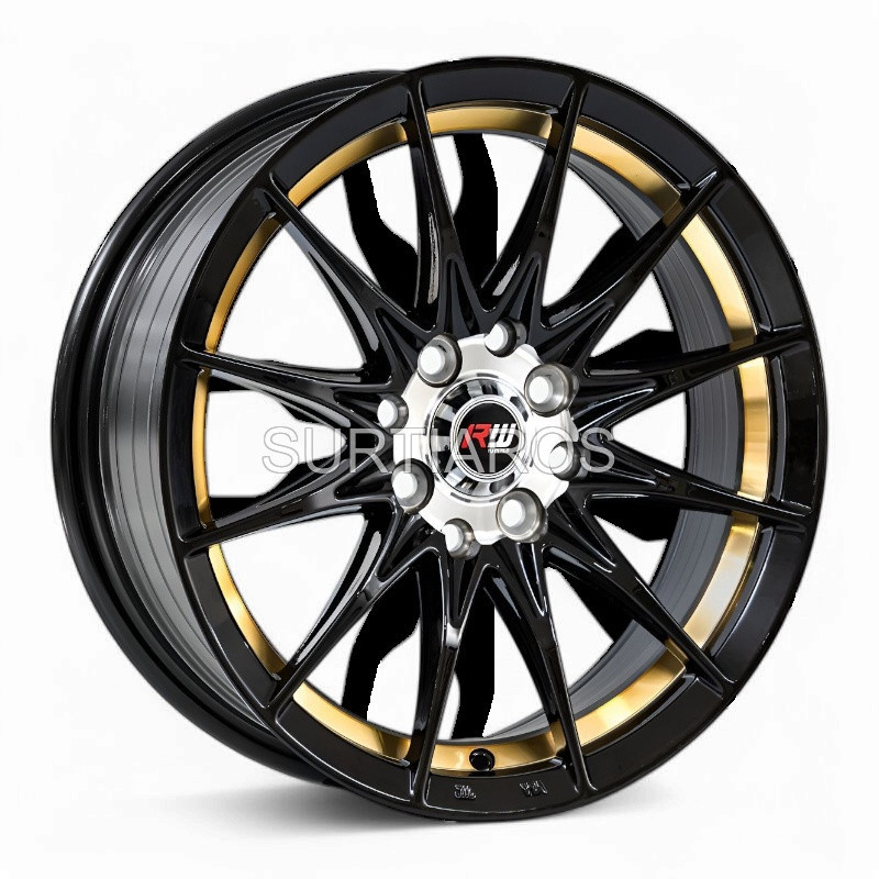 Aro 15x7" 8x100/114.3 ET35 CB73.1 Negro con Detalle Dorado