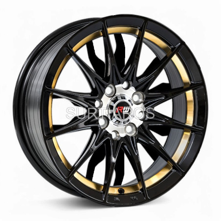 Aro 15x7" 8x100/114.3 ET35 CB73.1 Negro con Detalle Dorado