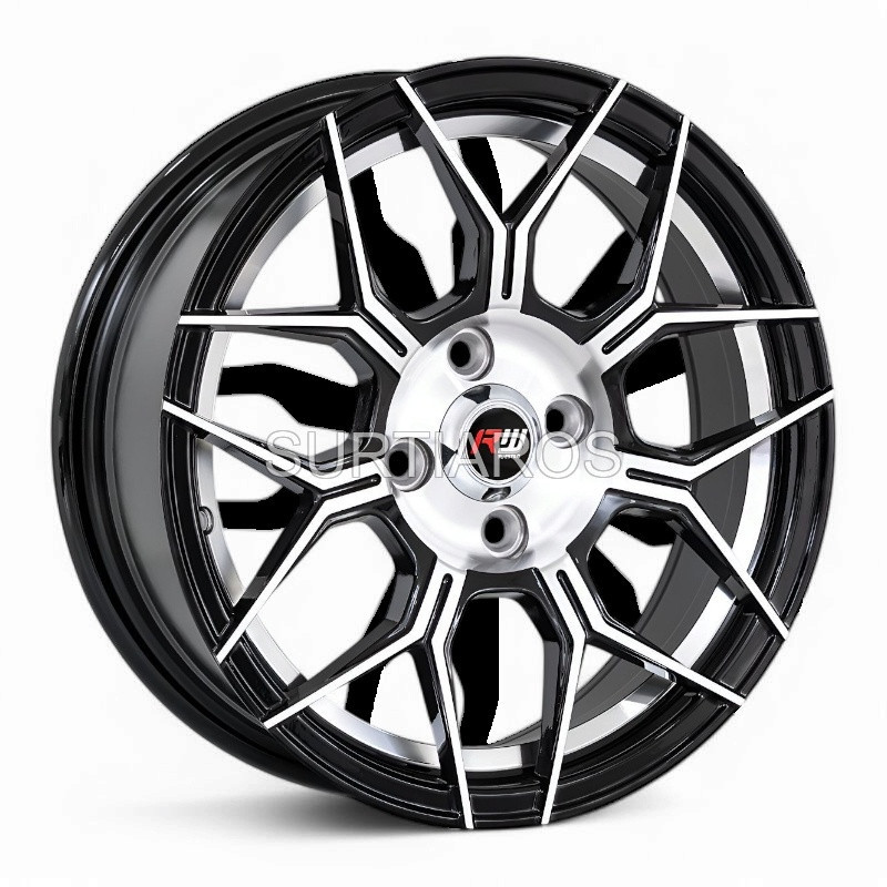 Aro 15x7" 4x100 ET35 CB73.1 Negro Maquinado con Detalle Pulido