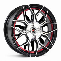 Aro 15x7" 4x100 ET35 CB73.1 Negro Maquinado con Detalle Rojo
