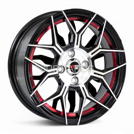 Aro 15x7" 4x100 ET35 CB73.1 Negro Maquinado con Detalle Rojo