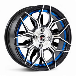 Aro 15x7" 4x100 ET35 CB73.1 Negro Maquinado con Detalle Azul