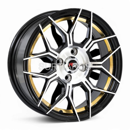 Aro 15x7" 4x100 ET35 CB73.1 Negro Maquinado con Detalle Dorado