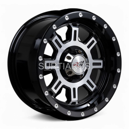 Aro 15x8.5" 5x114.3 ET20 CB73.1 Negro Maquinado con Puntos