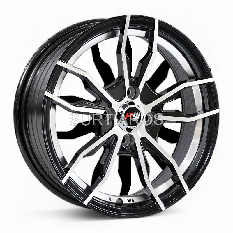 Aro 15x7" 4x100 ET35 CB73.1 Negro Maquinado con Detalle Pulido