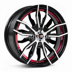 Aro 15x7" 4x100 ET35 CB73.1 Negro Maquinado con Detalle Rojo