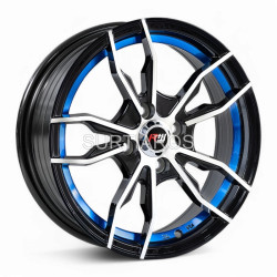 Aro 15x7" 4x100 ET35 CB73.1 Negro Maquinado con Detalle Azul