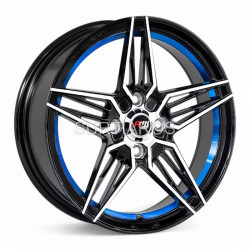 Aro 15x7" 4x100 ET35 CB73.1 Negro Maquinado con Detalle Azul