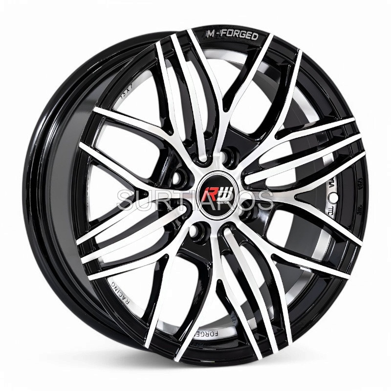 Aro 15x7" 4x100 ET30 CB73.1 Negro Maquinado con Detalle Pulido