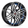 Aro 15x7" 4x100 ET30 CB73.1 Negro Maquinado con Detalle Azul